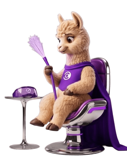 Mascota CONECTO en silla futurista